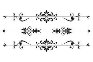 Elegant Black and White Flourish Dividers Three Ornate Decorative Lines for Vintage Design Projects - Professional digital artwork with vibrant colors and detailed composition vector