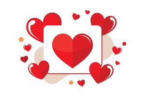 Romantic Red Hearts Surrounding a Large Heart in a Frame, a Lovely Valentines Day Design vector