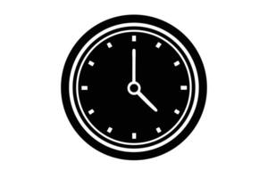 Simple Black Clock Showing Time, Minimalist Design, Isolated on White Background, Elegant Timepiece Illustration, Perfect for Web and Print vector