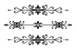 Elegant Black Flourishes Three Ornate Decorative Design Elements for Vintage or Classic Projects, Adding a Touch of Sophistication vector