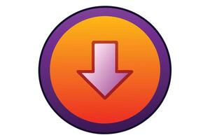 Vibrant Circular Download Button A Sleek Purple and Orange Arrow Icon for Digital Download, User Interface, and Web Design vector