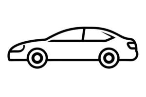 Sleek Modern Sedan Car Icon Simple Line Drawing of a Vehicle on White Background - Professional digital artwork with vibrant colors and detailed composition vector