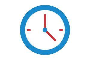 Simple Blue and Red Clock Showing Time Management, Punctuality, and Efficiency Concept on White Background vector
