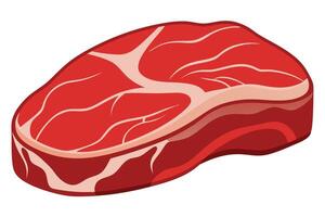 Juicy Raw Steak, Appetizing Red Meat Close-up, Isolated on White Background, Delicious Food Image for Restaurants and Menus vector