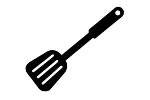 Sleek Black Spatula for Cooking and Serving, Isolated on White Background, Minimalist Kitchen Utensil Design vector