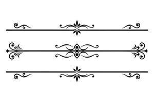 Elegant Black Flourishes Three Decorative Ornate Dividers for Vintage Design Projects, Adding a Touch of Classic Charm vector