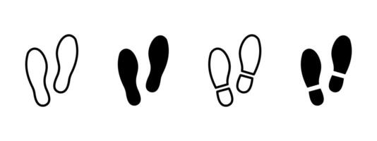 Footprint icon. Set of shoe sole prints in different styles illustration. Symbolizes walking direction, movement, or trace path symbol. Useful in maps and navigation pictogram. vector