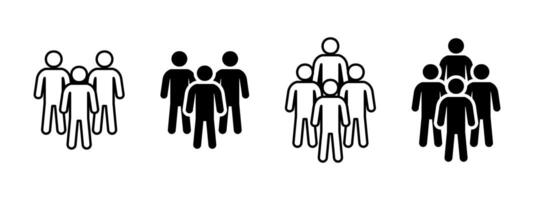 Group icon. Several human figures standing together in formation illustration. Symbol of community, collaboration, or audience. Useful for users, society, or population sign pictogram. vector