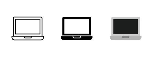 Laptop icon. Open notebook with blank screen illustration. Portable computer device used for work, browsing and digital communication. Modern tech gadget for office and personal tasks. vector