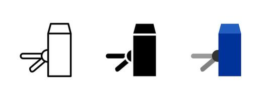 Turnstile icon. Rotating access gate for secure entry control illustration. Used in transit stations and secure facilities symbol. Directional checkpoint and access verification pictogram. vector