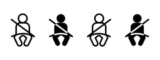 Seatbelt icon. Person sitting with fastened diagonal and lap belt illustration. Vehicle safety and passenger protection symbol. Secure driving requirement sign. Auto safety pictogram. vector