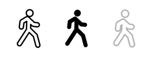Walking icon. Simplified human figure in walking posture illustration. Pedestrian movement symbol for traffic, urban navigation or activity tracking sign. Public space and motion pictogram. vector