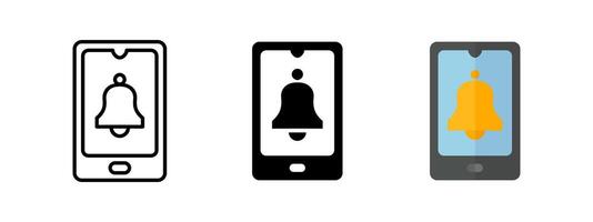 Notification icon. Bell alert on smartphone screen illustration. Mobile device interface for message or reminder alert symbol. Digital phone warning and notification signal. App alert pictogram vector