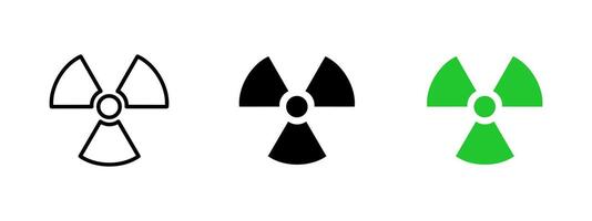 Radiation icon. Triangular segments surrounding a central circle illustration. Universal symbol for radioactive danger and nuclear energy warning sign. Hazard and contamination pictogram. vector