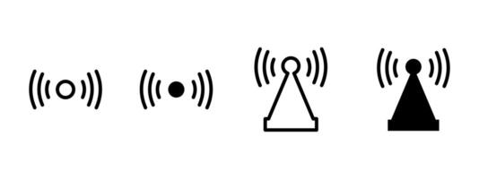 Wifi icon. Circular waves radiating from central dot or antenna illustration. Represents wireless signal and connectivity symbol. Internet, routers and access points sign. Network pictogram. vector