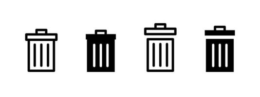Trash bin icon. Classic garbage container with vertical lines and handle lid illustration. Symbol of waste disposal and cleanup. Remove and recycle sign. Rubbish control pictogram. vector