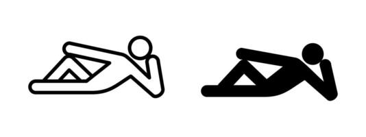Relax icon. Person lying on side in resting position illustration. Symbol of calm, leisure and taking a break. Used for nap, chill or lounging concepts sign. Comfort pose pictogram. vector