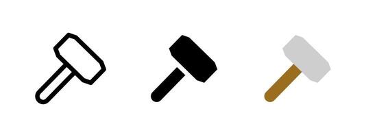 Hammer icon. Heavy mallet with a short handle illustration. Construction and workshop tool used for striking and breaking tasks. Essential equipment in manual repair and building work. vector