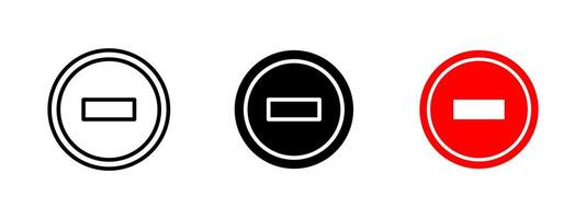 Prohibited sign icon. Circular symbol with horizontal bar inside illustration. Commonly used to indicate restricted or forbidden actions symbol. Warning and access denial sign. vector