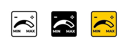 Gauge icon. Arched dial with pointer near maximum level illustration. Represents control setting and adjustment symbol. Interface status sign. Meter pictogram. vector