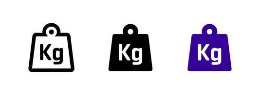 Weight icon. Classic kilogram measurement block with kg label illustration. Common unit symbol for mass and load in science, gym, and logistics. Equipment indicator in physical training. vector