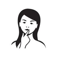 Silhouette of a woman in a thoughtful pose vector