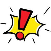 A red and yellow exclamation point on a white background vector