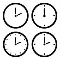 Four clocks on a white background with black lines vector