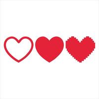 Three pixel hearts on a white background vector