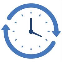 A clock with arrows pointing to the left and right vector