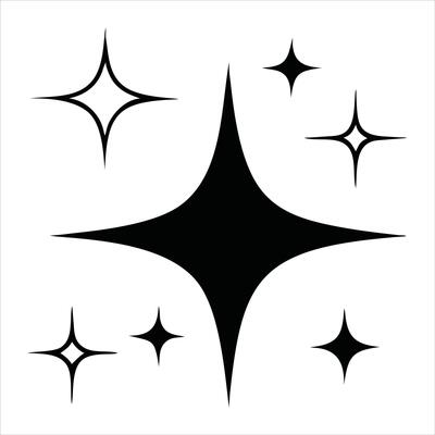 A black and white star with a few stars