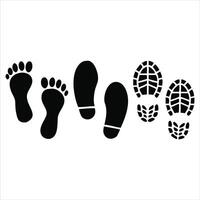 Footprints Icon Set Symbolizing Movement Tracks and Pathways on White Background vector