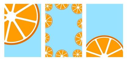 Set of summer frames with oranges. Modern Abstract Design, Banner, Label, Poster vector