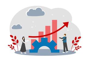The concept of personal growth, teamwork and increasing profits. Diagram and gears vector