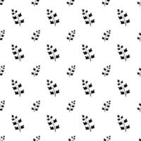 Seamless monochrome pattern with leaves on white background vector