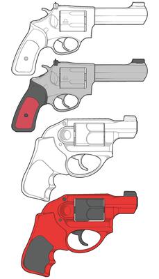Bundling set of of Revolver art, Shooting gun, Weapon illustration, Revolver, Gun illustration, Modern firearm, Military concept, Pistol .