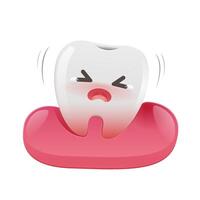 A cartoon of a wobbly and weak tooth in the gum. vector