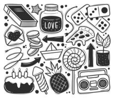 Abstract Scribble Icons Set Hand Drawn Doodle Stylish Colorful and Black and White Elements for Coloring Pages, Creative Backgrounds, Kids' Activities, Branding, and Artistic Design Projects vector