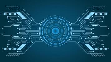 Futuristic digital background with glowing blue circuits and abstract tech interface perfect for banners posters and digital design projects vector