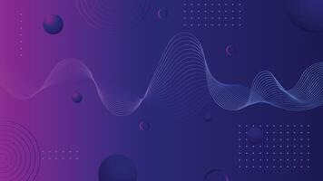 Modern abstract background featuring smooth wave lines spheres and geometric elements in purple and blue gradient perfect for digital design and web use vector