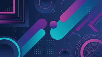 Modern abstract background featuring colorful gradient circles diagonal lines and geometric shapes on a dark blue layout ideal for tech and creative designs vector