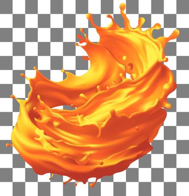 Illustration 3d realistic Oil splash set. Yellow river flow. Fuel drops. Gold liquid crown. Macro drip cream. Fruit juice, orange juice .Realistic Mesh gradient is used