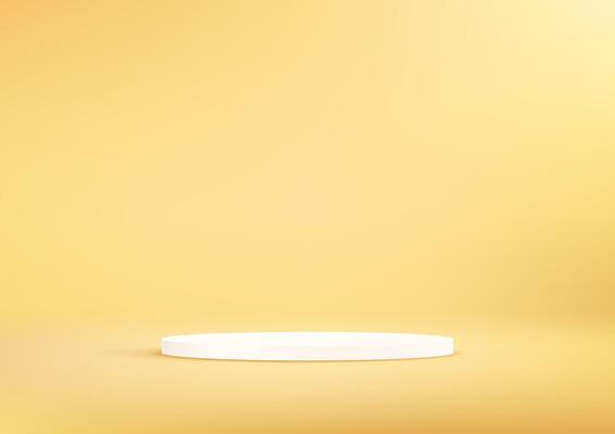 Abstract wallpaper design with copy space to display your products. Pastel yellow background 3d with white podium Space for selling products on the website. illustration.