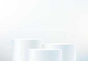 3D white podium set background with light and shadow. Space for selling products on the website. illustration. vector