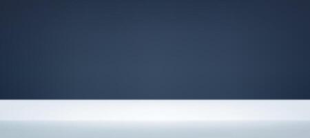 Dark Blue and white Studio background. Space for selling products on the website. Blue Background Empty Room Studio with table. Business backdrop. Empty room with light effect. illustration. vector