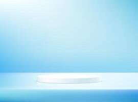 Blue background 3d with white podium. Empty blue studio room background. Space for selling products on the website. Minimal wall scene mockup display demonstration. illustration. vector