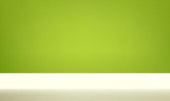 Empty green and beige studio room background. Empty Room Studio with table. Space for selling products, backdrop, wallpaper, background, text. illustration. vector