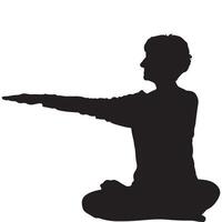 Silhouette of a person meditating in lotus position with arms extended vector
