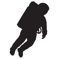 Black silhouette astronaut in space suit floating against a white background illustration vector