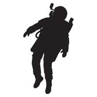 Astronaut in a spacesuit floating silhouetted against a blank white background for graphic design vector